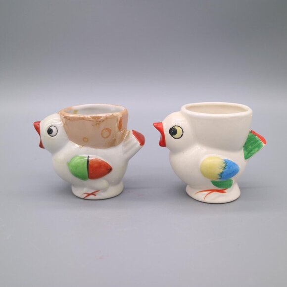 Vintage Lustreware Chicken Egg Cups Made in Occupied Japan - Picture 3 of 8
